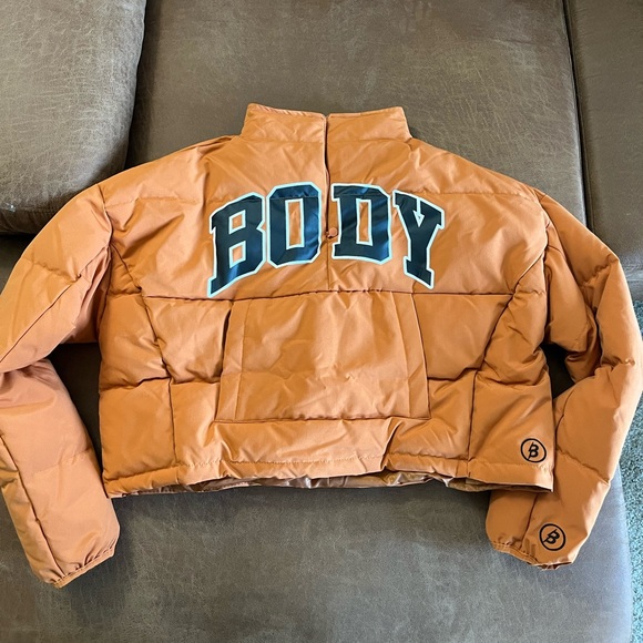 Body by Raven Tracy Orange Half Zip Puffer Jacket size Small - Picture 5 of 12